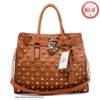 michael kors hamilton studded leer groot bruin bakken Tassen Kopen sewip202